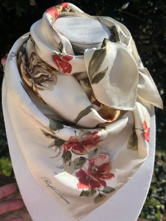 Ralph Lauren Accessories - RALPH LAUREN 100% Silk Cream Floral SCARF